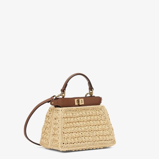 Fendi Peekaboo ISeeU Petite Brown leather and interlaced fiber bag - Image 2